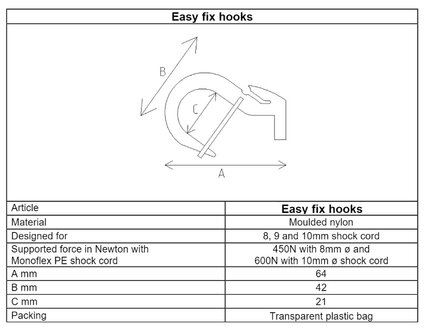 Easyfix kunstof haak - voor 8 tot 10mm elastiek